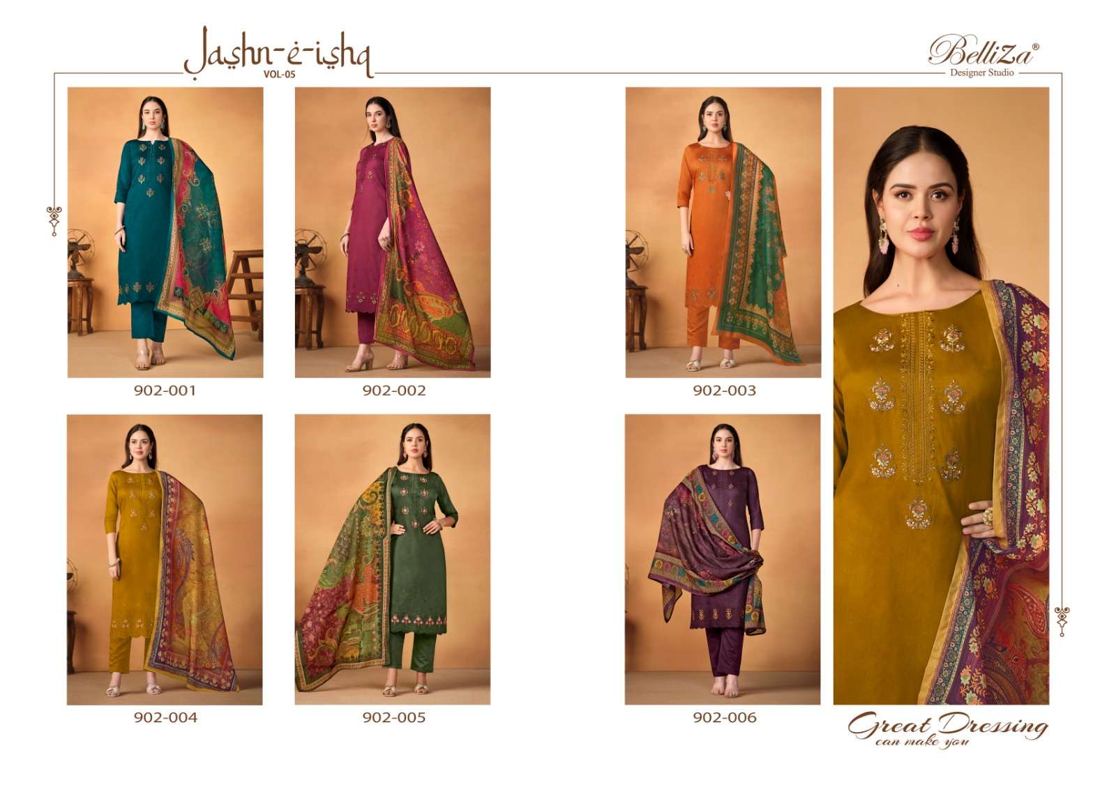BELLIZA DESIGNER STUDIO JASHN E ISHQ VOL 5 JAM COTTON SUIT
