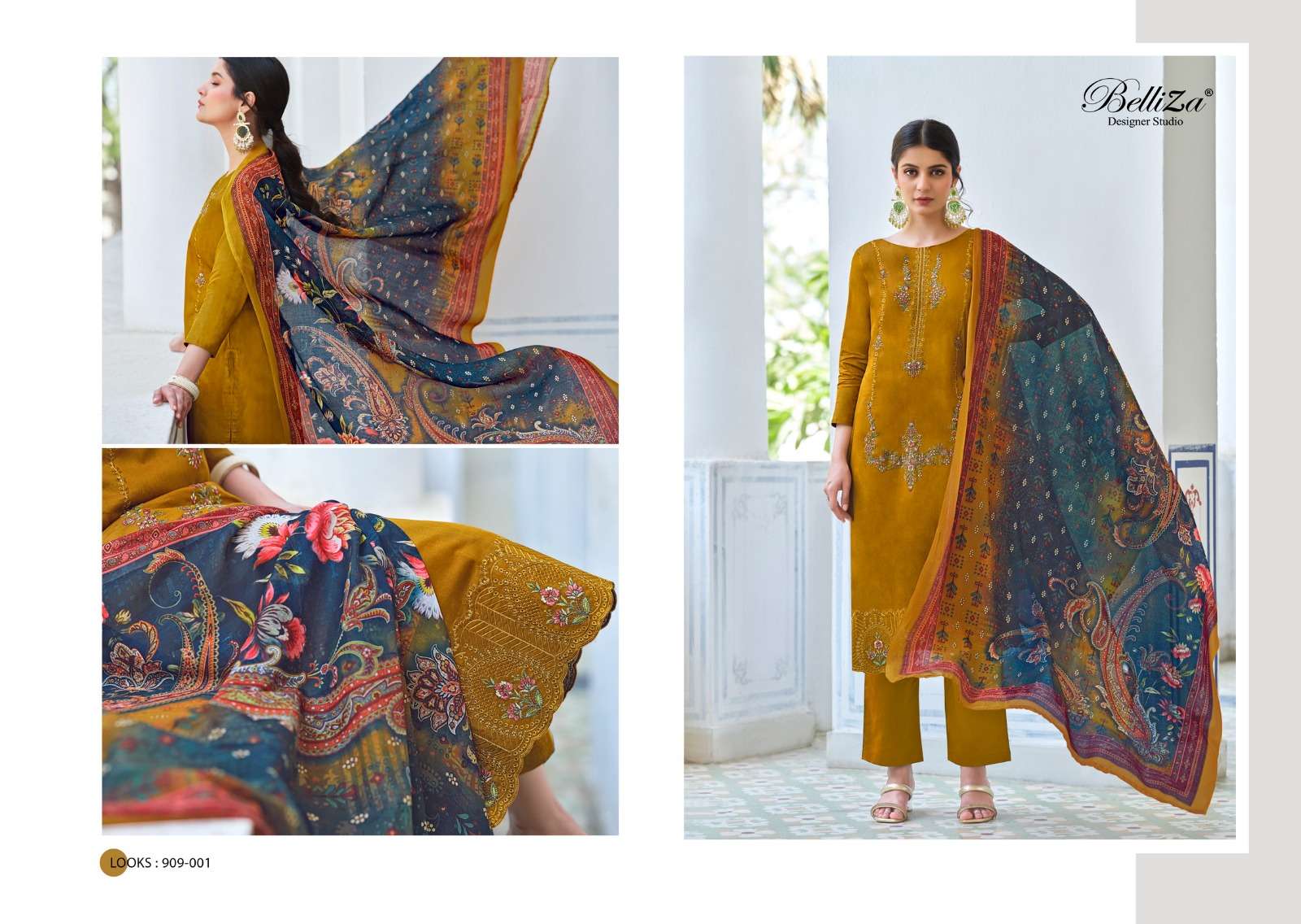BELLIZA DESIGNER STUDIO JASHN E ISHQ VOL 6 JAM COTTON FANCY WORK SUIT