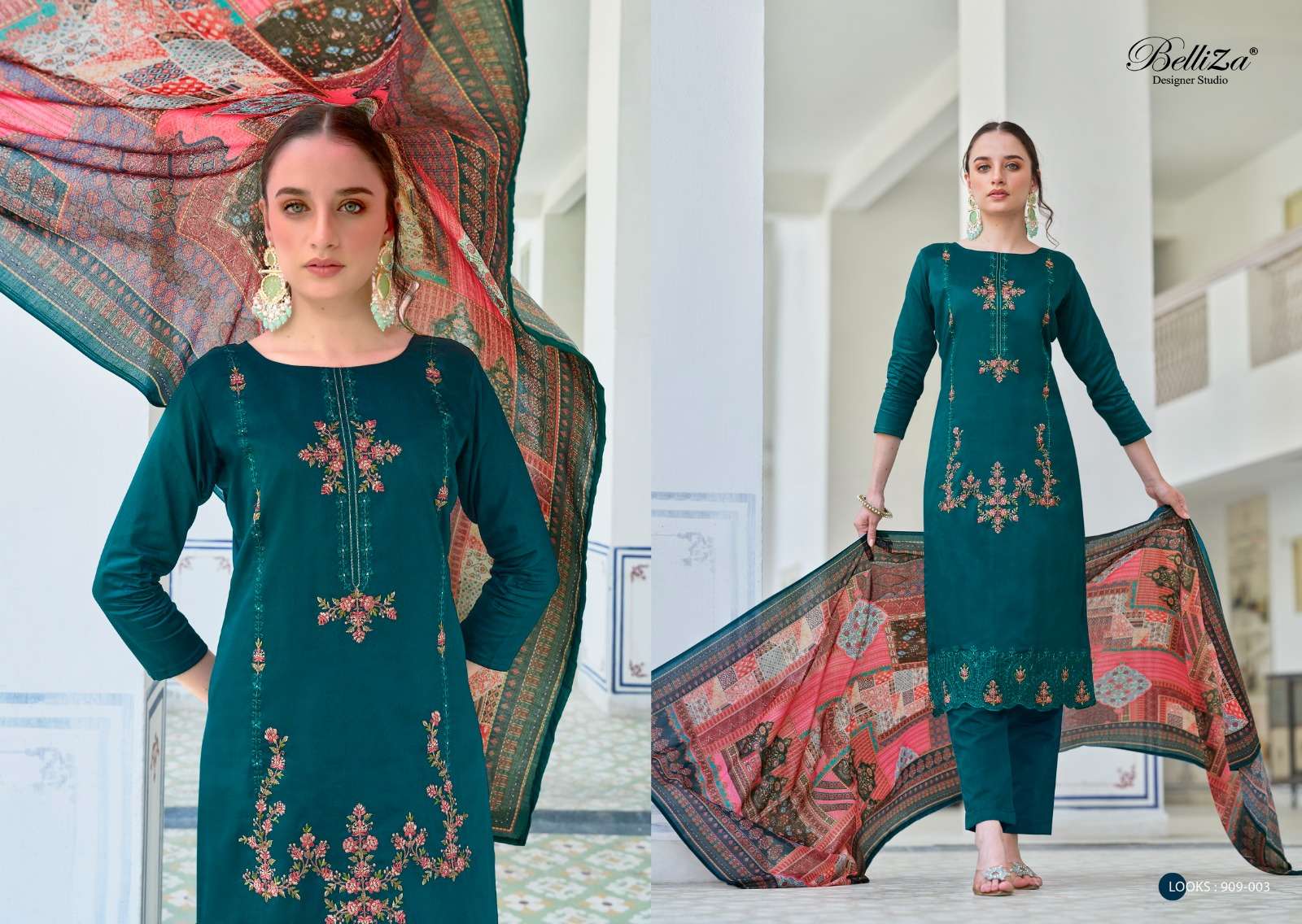 BELLIZA DESIGNER STUDIO JASHN E ISHQ VOL 6 JAM COTTON FANCY WORK SUIT