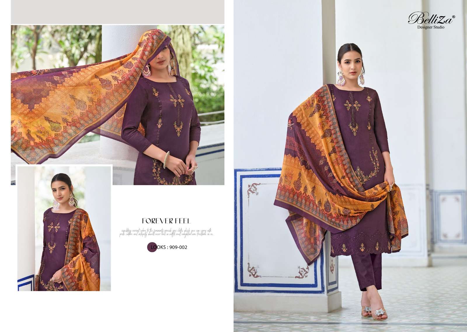 BELLIZA DESIGNER STUDIO JASHN E ISHQ VOL 6 JAM COTTON FANCY WORK SUIT
