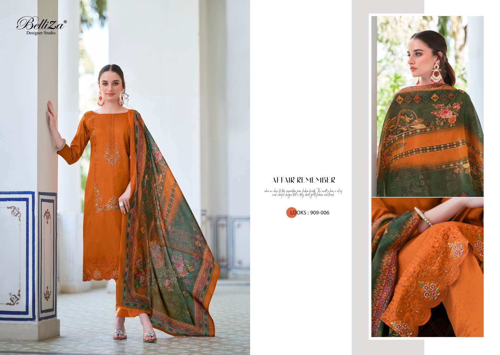 BELLIZA DESIGNER STUDIO JASHN E ISHQ VOL 6 JAM COTTON FANCY WORK SUIT