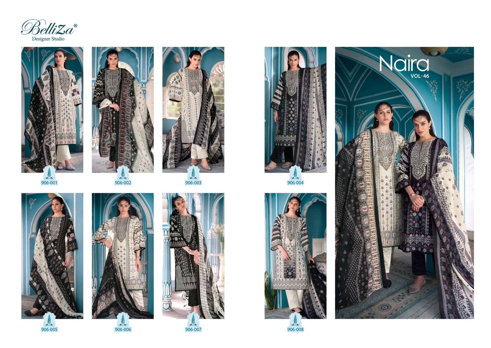 BELLIZA DESIGNER STUDIO NAIRA VOL 46 COTTON FANCY WORK SALWAR SUIT