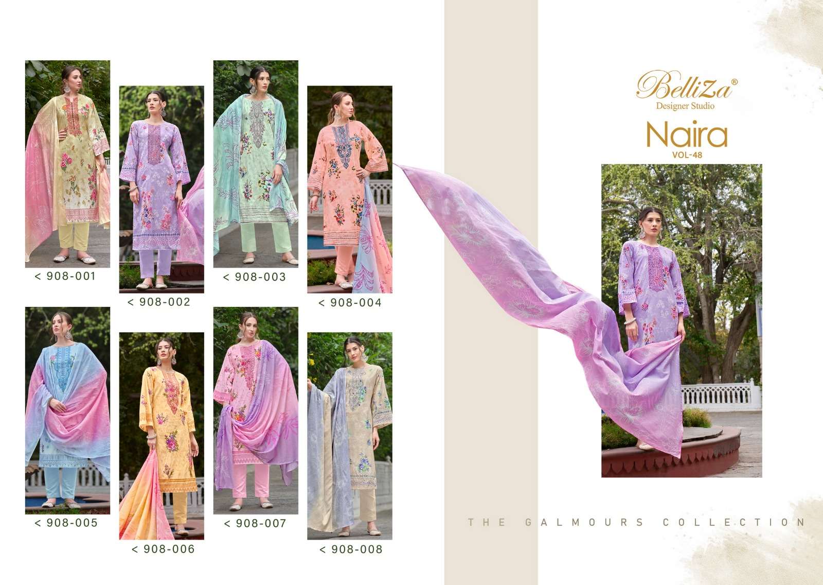 BELLIZA DESIGNER STUDIO NAIRA VOL 48 COTTON FANCY WORK SALWAR SUIT