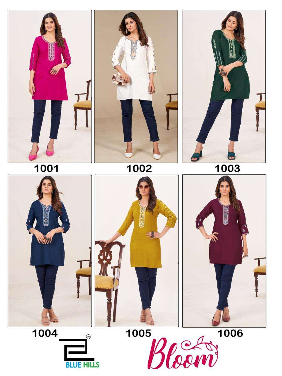 BLUE HILLS BLOOM RAYON FANCY SHORT KURTI
