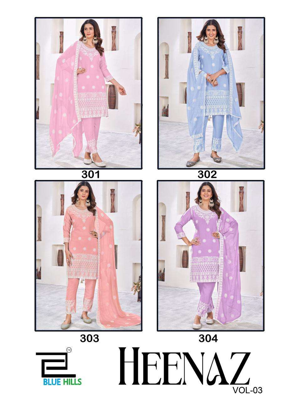 BLUE HILLS HEENAZ VOL 3 KURTI COMBO SET 