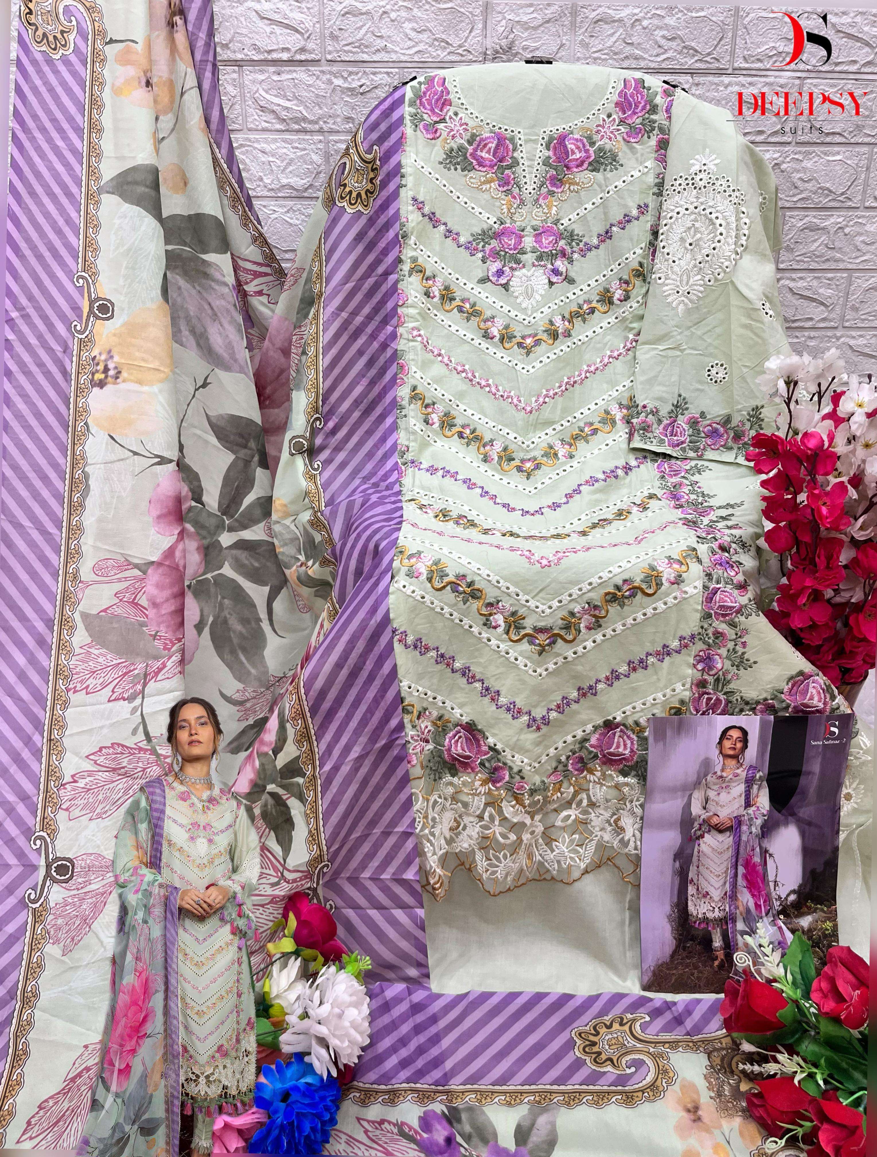 DEEPSY SUITS SANA SAFINAZ LAWN 24 VOL 2 COTTON SALWAR KAMEEZ 