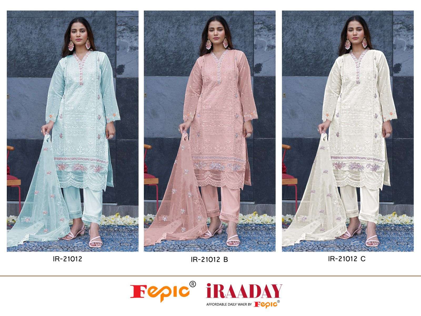 FEPIC iRAADAY IR 21012 ORGANZA EMBROIDERD SUIT