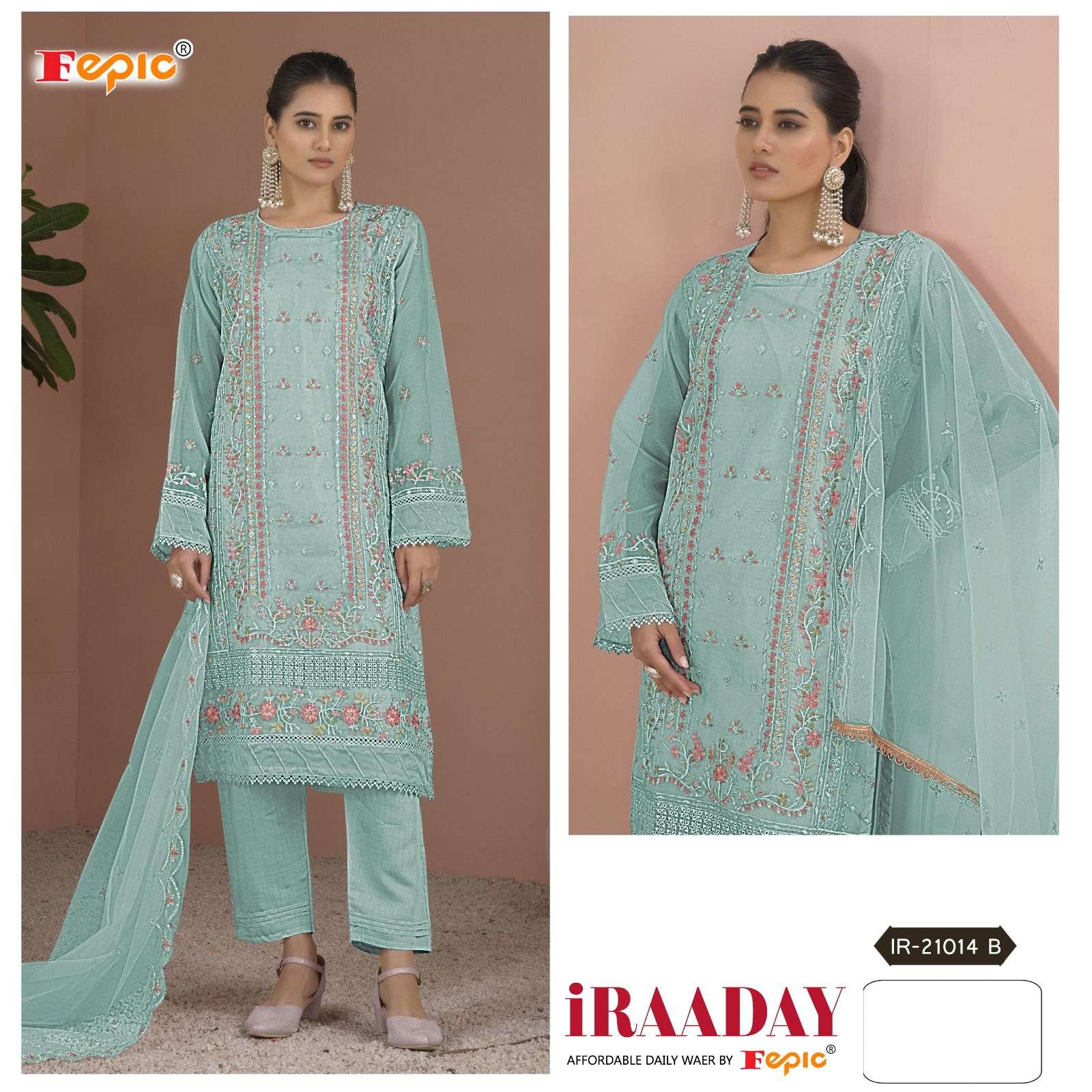 FEPIC iRAADAY IR 21014 ORGANZA EMBROIDERED SUIT