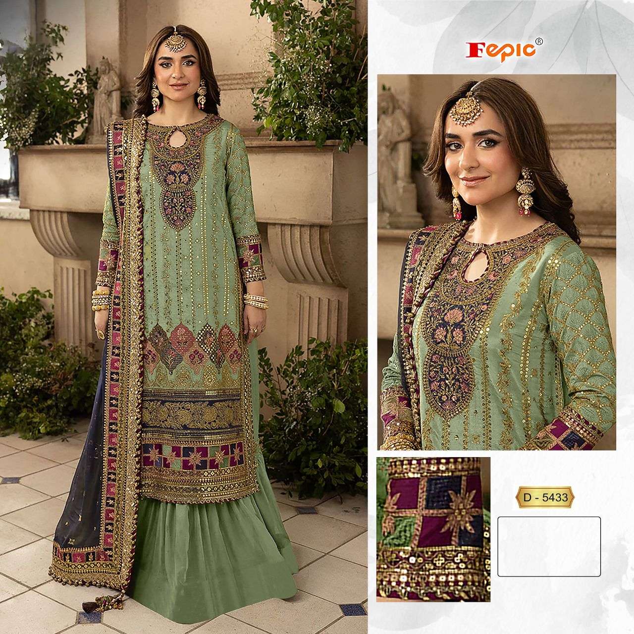FEPIC ROSEMEEN D 5433 ORGANZA EMBROIDERED SUIT