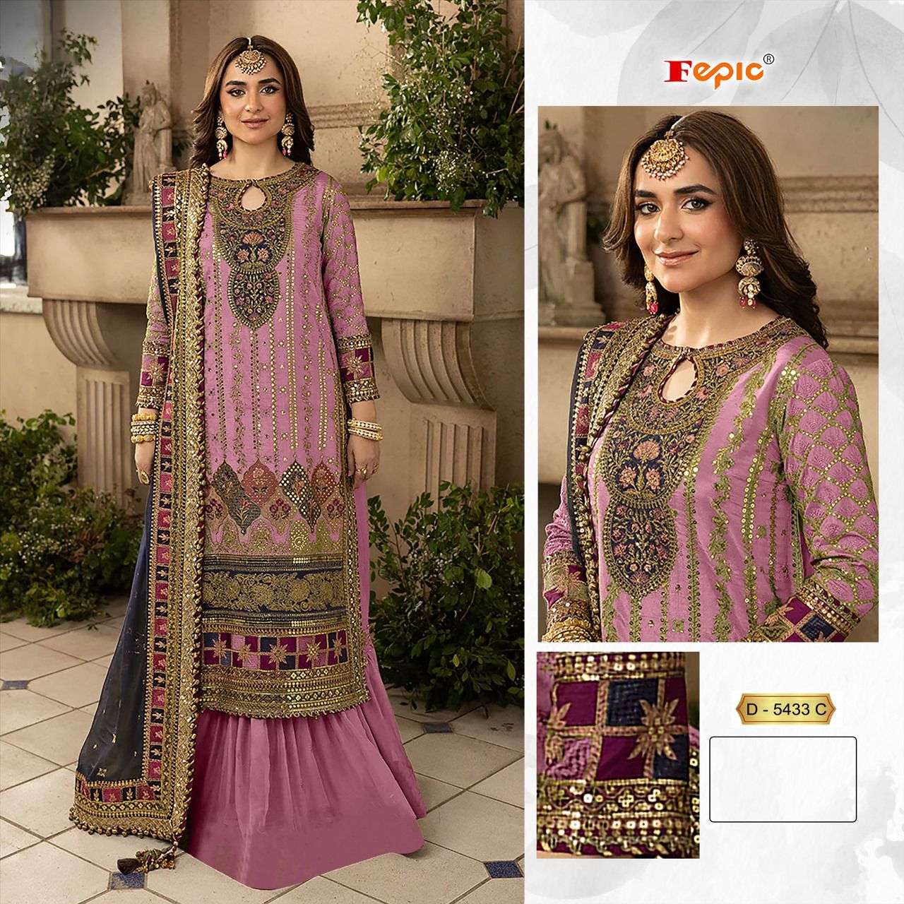 FEPIC ROSEMEEN D 5433 ORGANZA EMBROIDERED SUIT