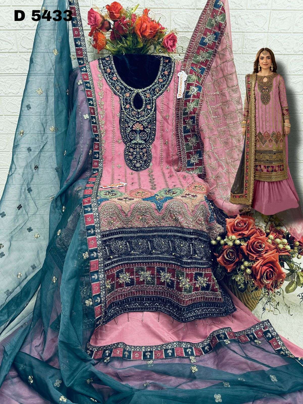 FEPIC ROSEMEEN D 5433 ORGANZA EMBROIDERED SUIT
