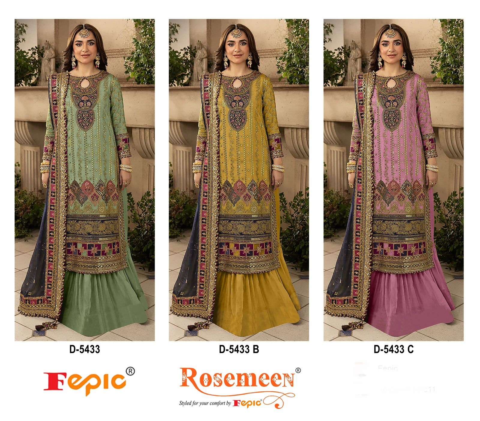 FEPIC ROSEMEEN D 5433 ORGANZA EMBROIDERED SUIT