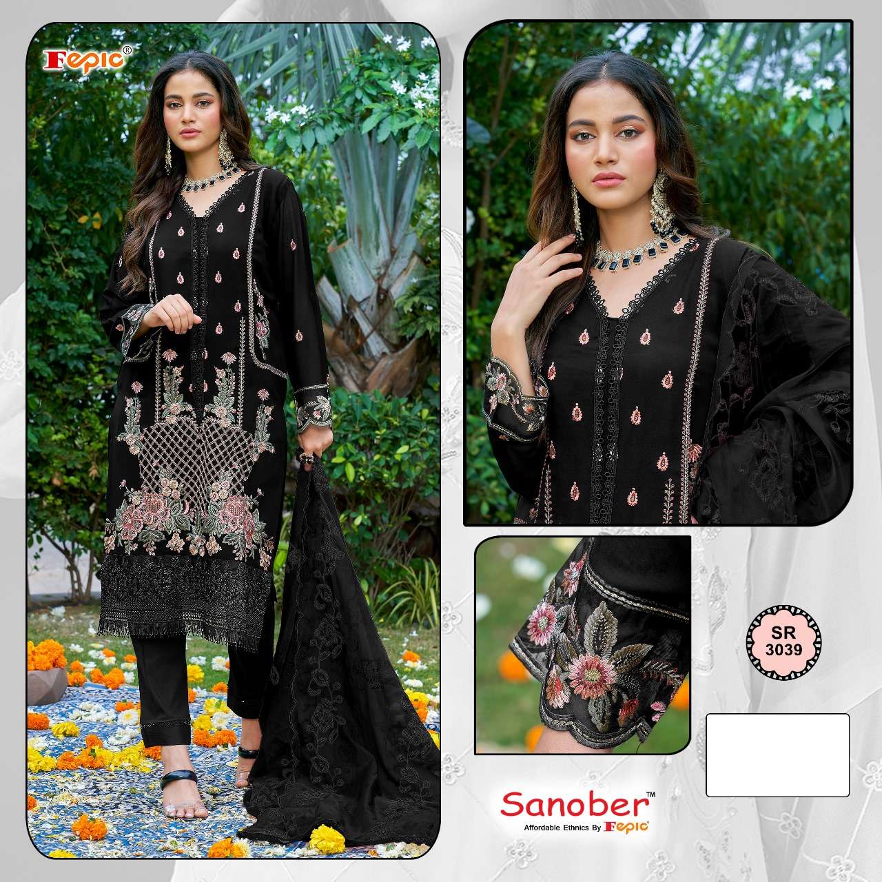 FEPIC SANOBER SR 3039 RAYON EMBROIDERY DESIGNER SUIT