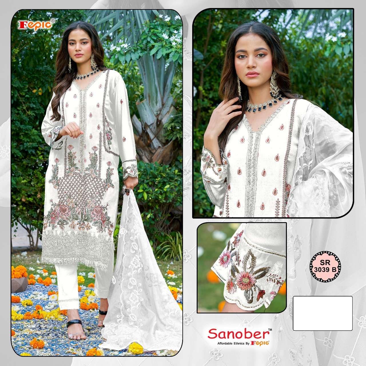FEPIC SANOBER SR 3039 RAYON EMBROIDERY DESIGNER SUIT