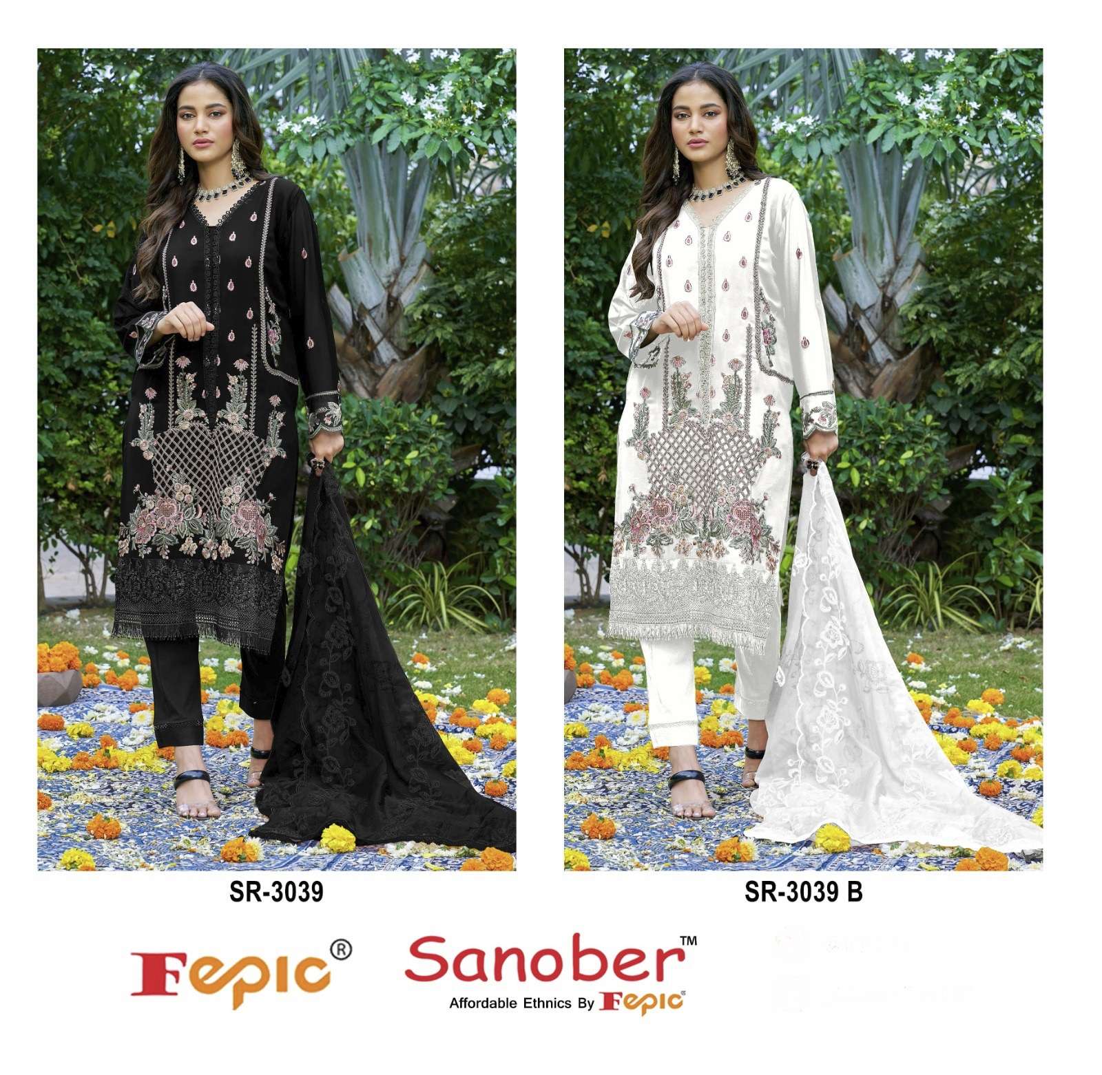 FEPIC SANOBER SR 3039 RAYON EMBROIDERY DESIGNER SUIT