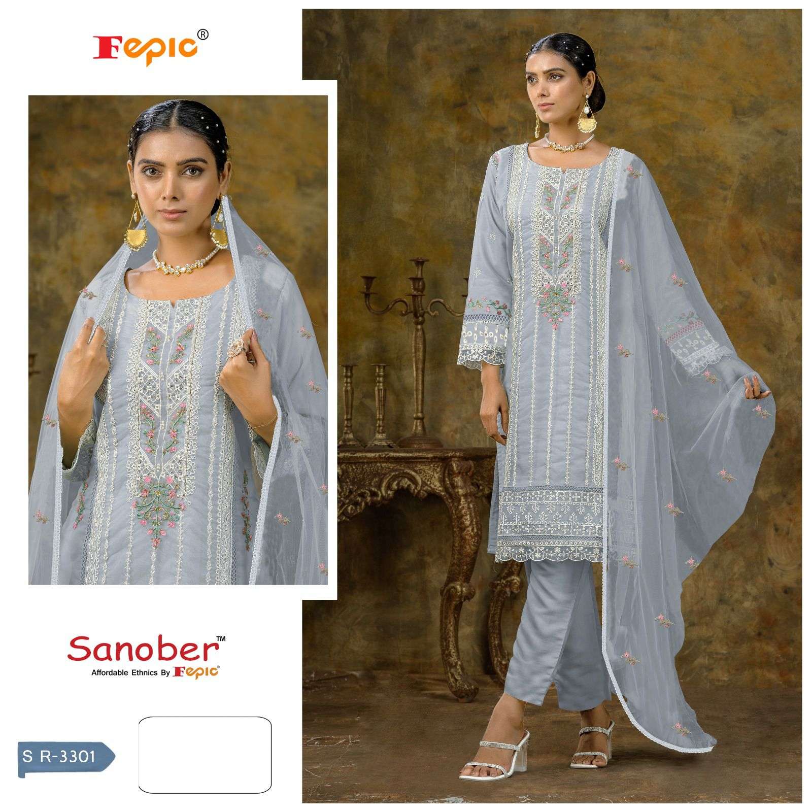 FEPIC SANOBER SR 3301 RAYON EMBROIDERD SUIT