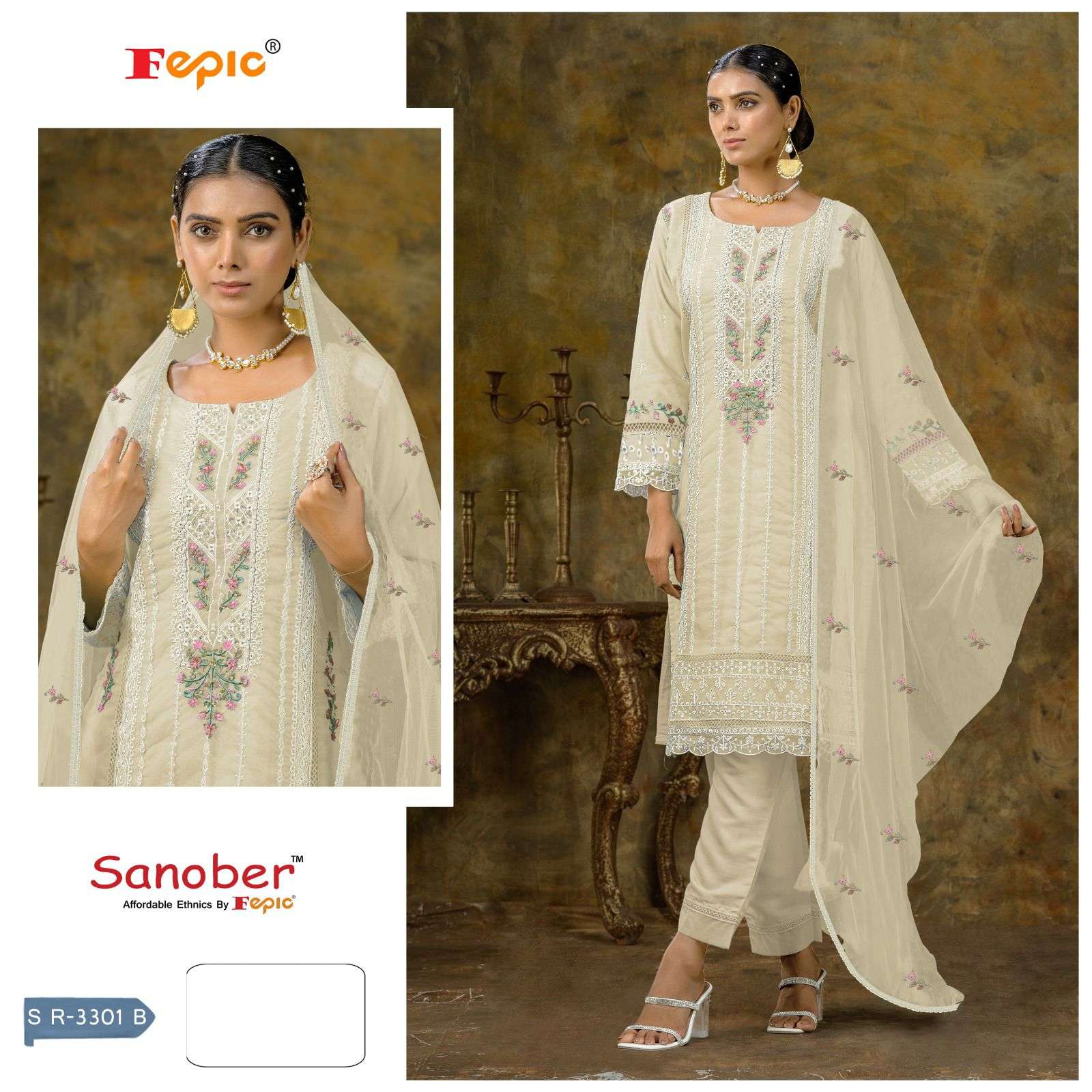 FEPIC SANOBER SR 3301 RAYON EMBROIDERD SUIT