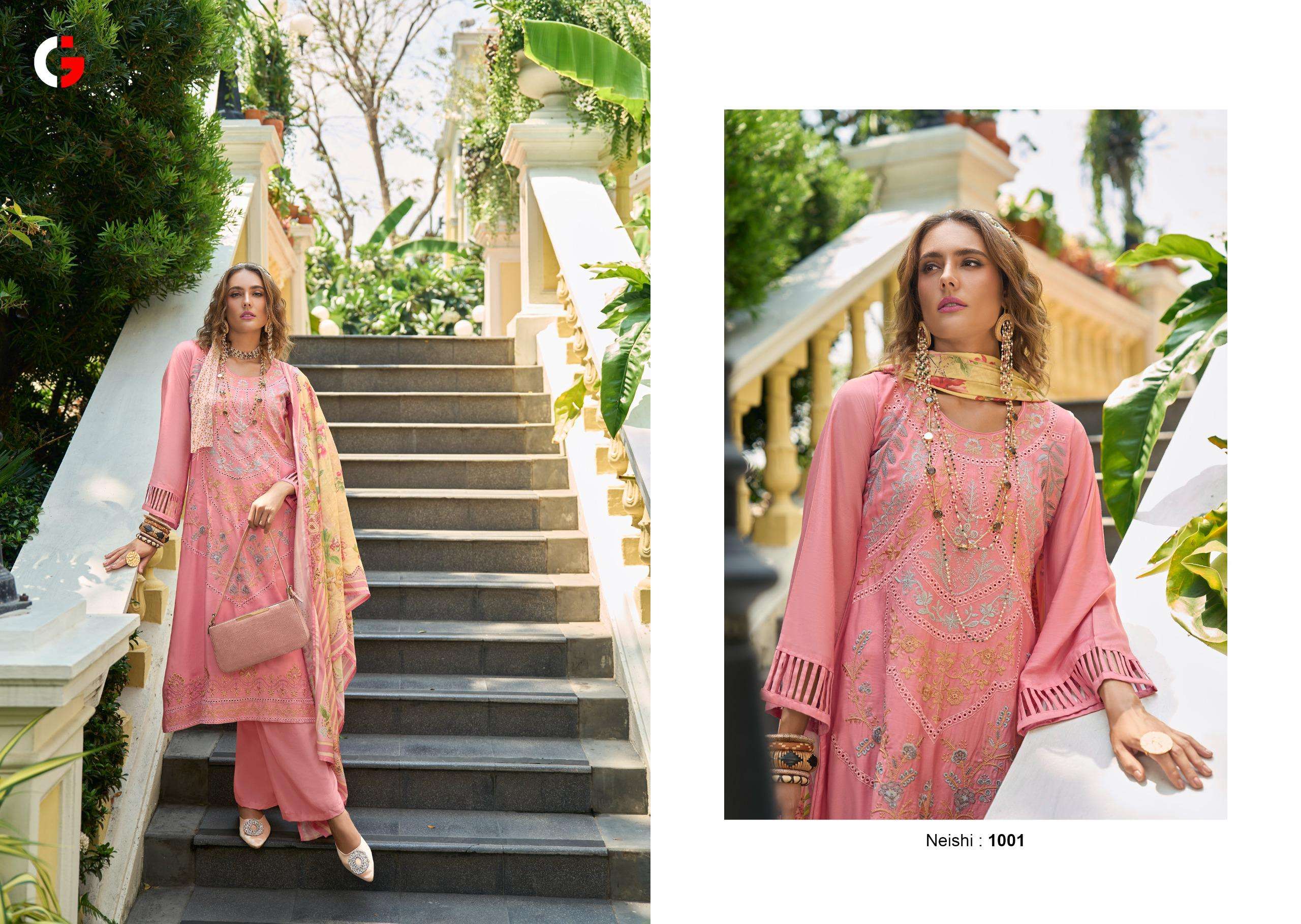 GULL JEE NEISHI MUSLIN HEAVY EMBROIDERY DESIGNER SUIT