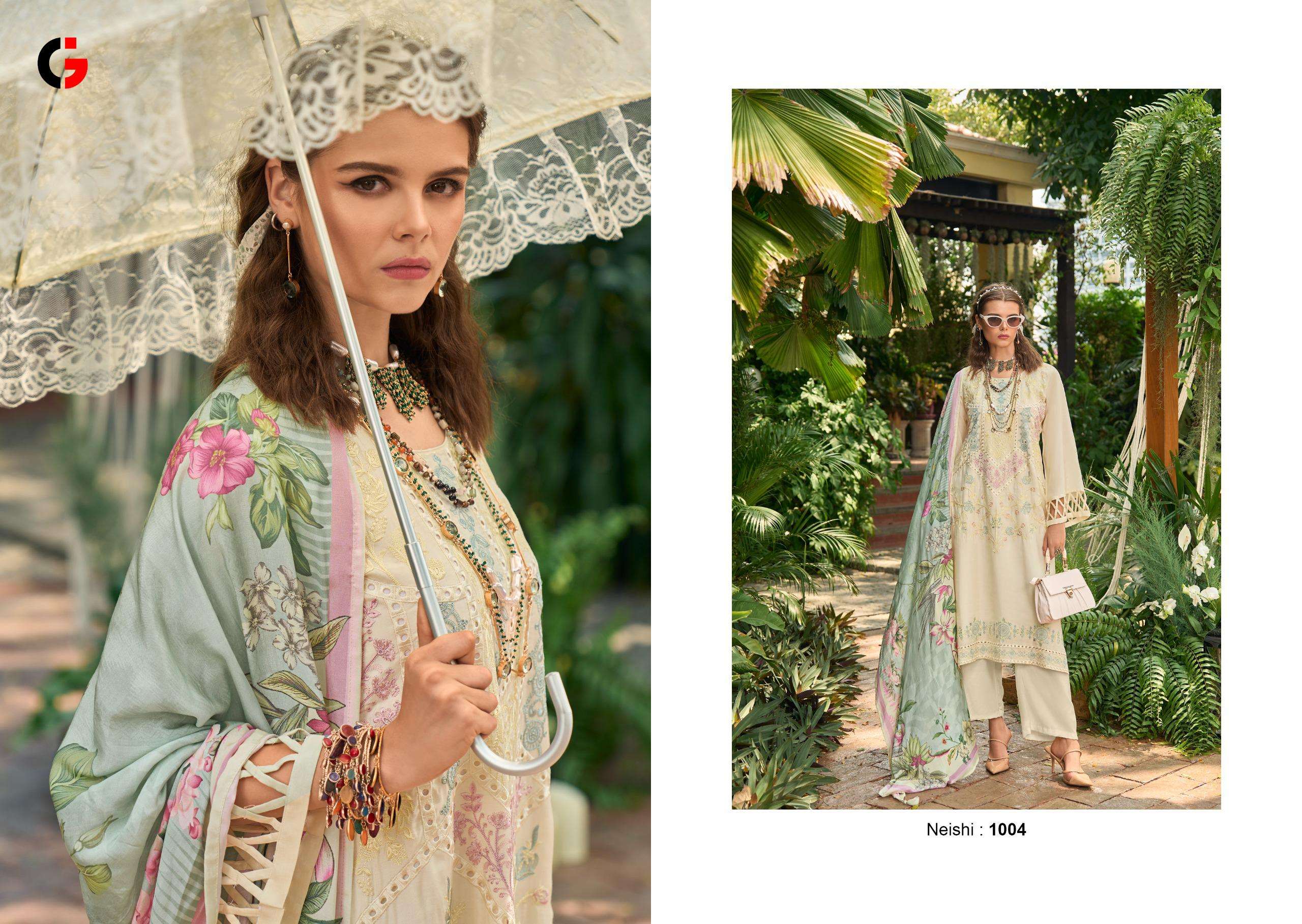 GULL JEE NEISHI MUSLIN HEAVY EMBROIDERY DESIGNER SUIT