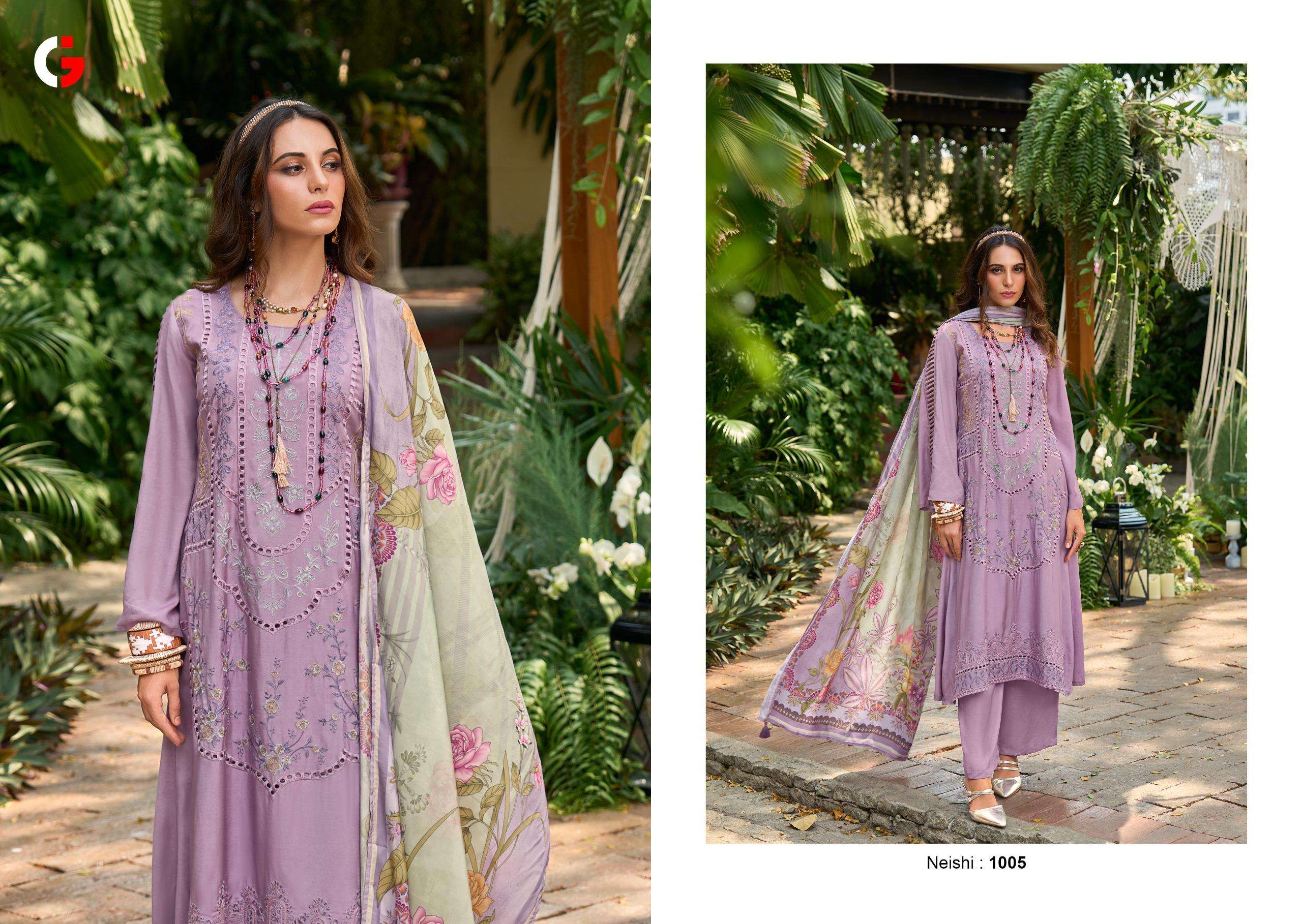 GULL JEE NEISHI MUSLIN HEAVY EMBROIDERY DESIGNER SUIT