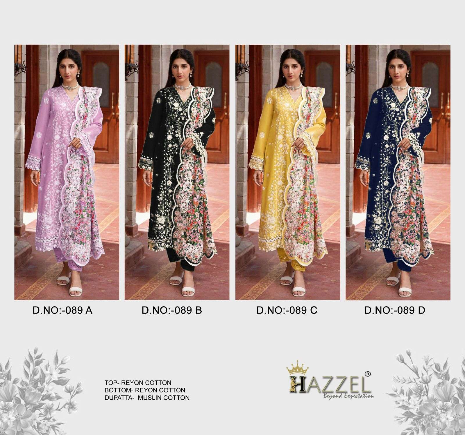 HAZZEL D NO 089 COTTON THREAD EMBROIDERY WORK SUIT