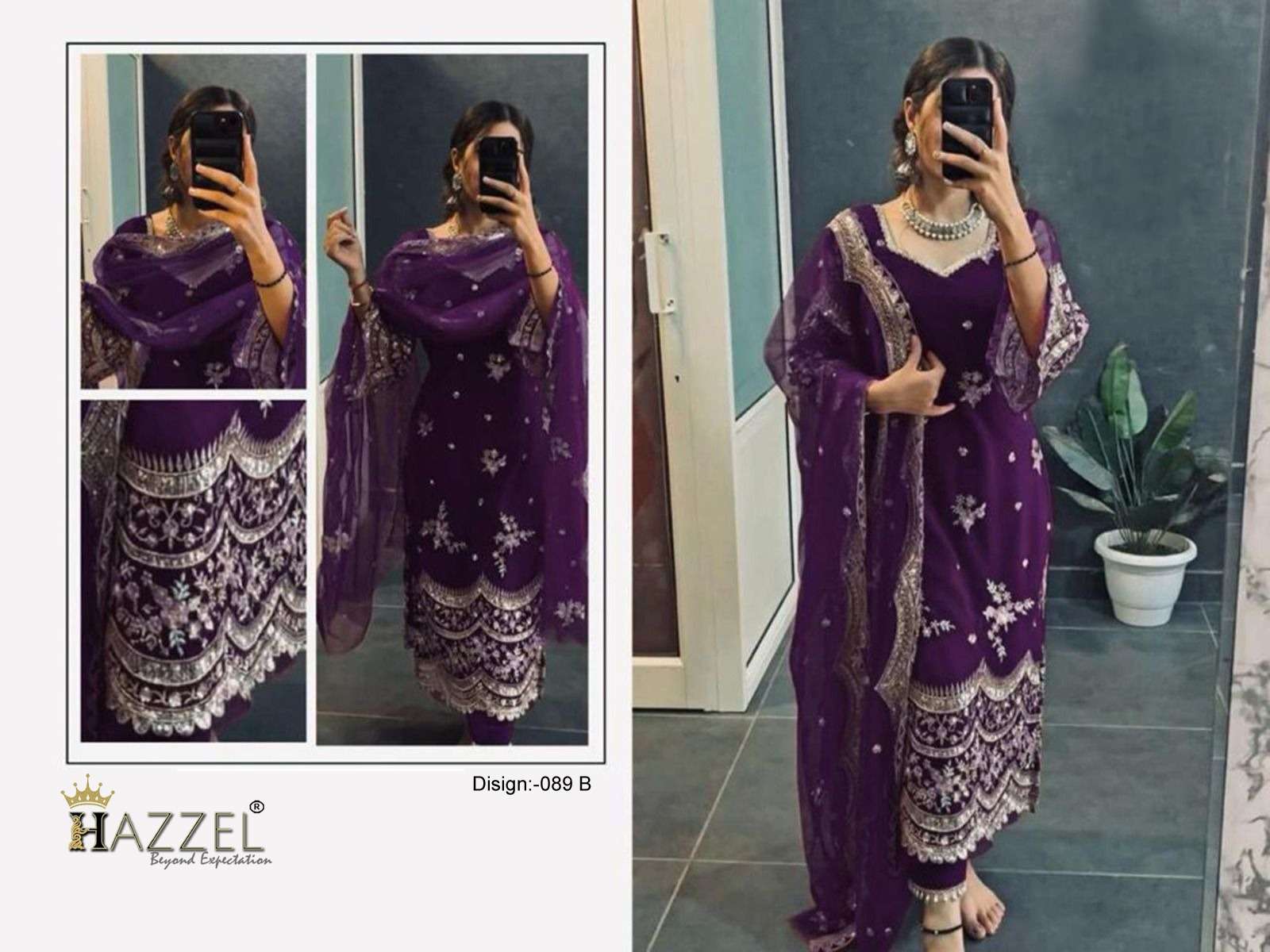 HAZZEL D NO 089 GEORGETTE DESIGNER PARTY WEAR SUIT