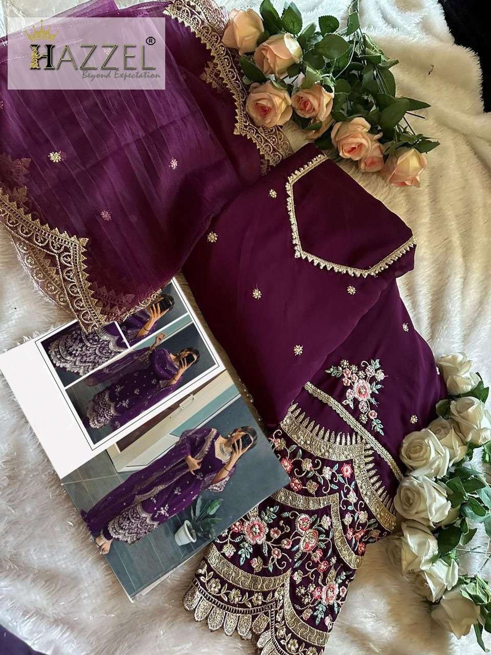 HAZZEL D NO 089 GEORGETTE DESIGNER PARTY WEAR SUIT