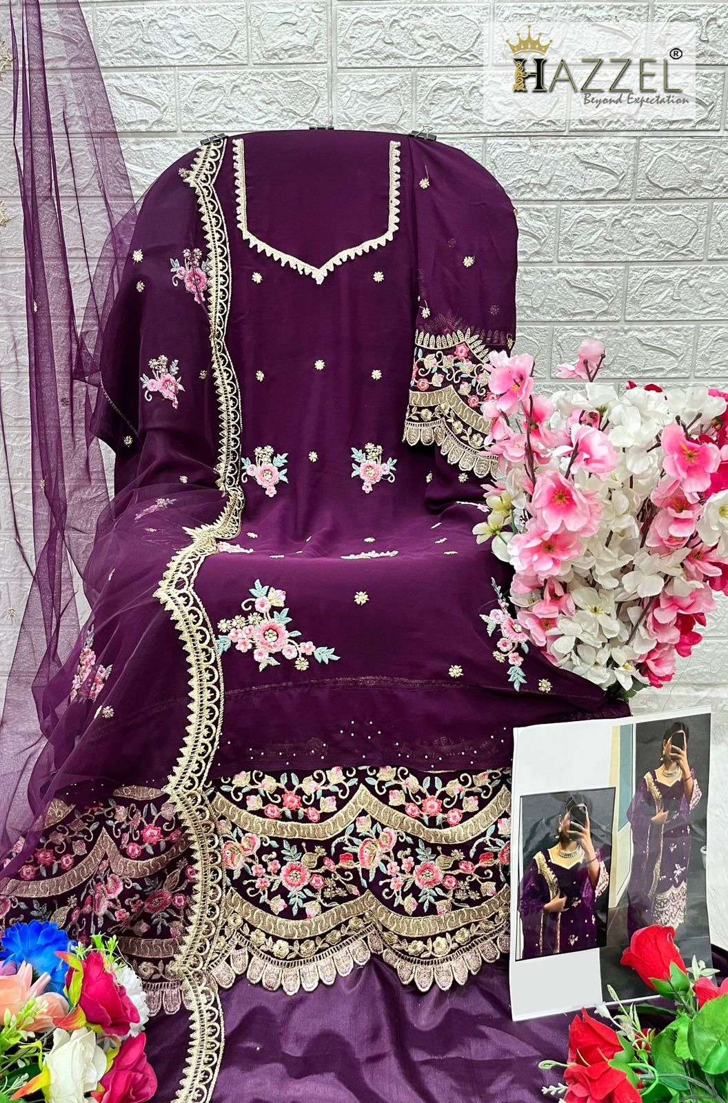 HAZZEL D NO 089 GEORGETTE DESIGNER PARTY WEAR SUIT