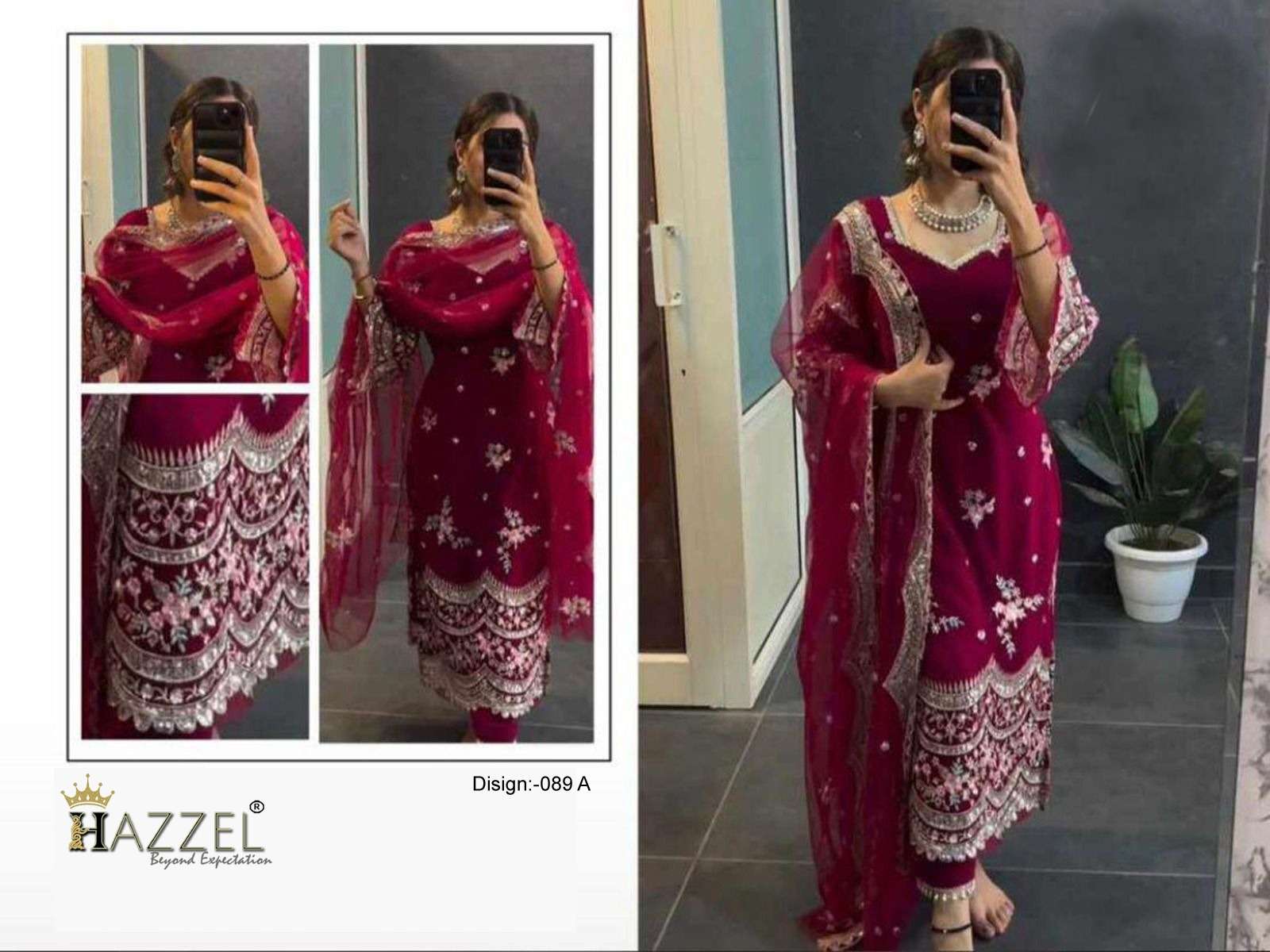 HAZZEL D NO 089 GEORGETTE DESIGNER PARTY WEAR SUIT