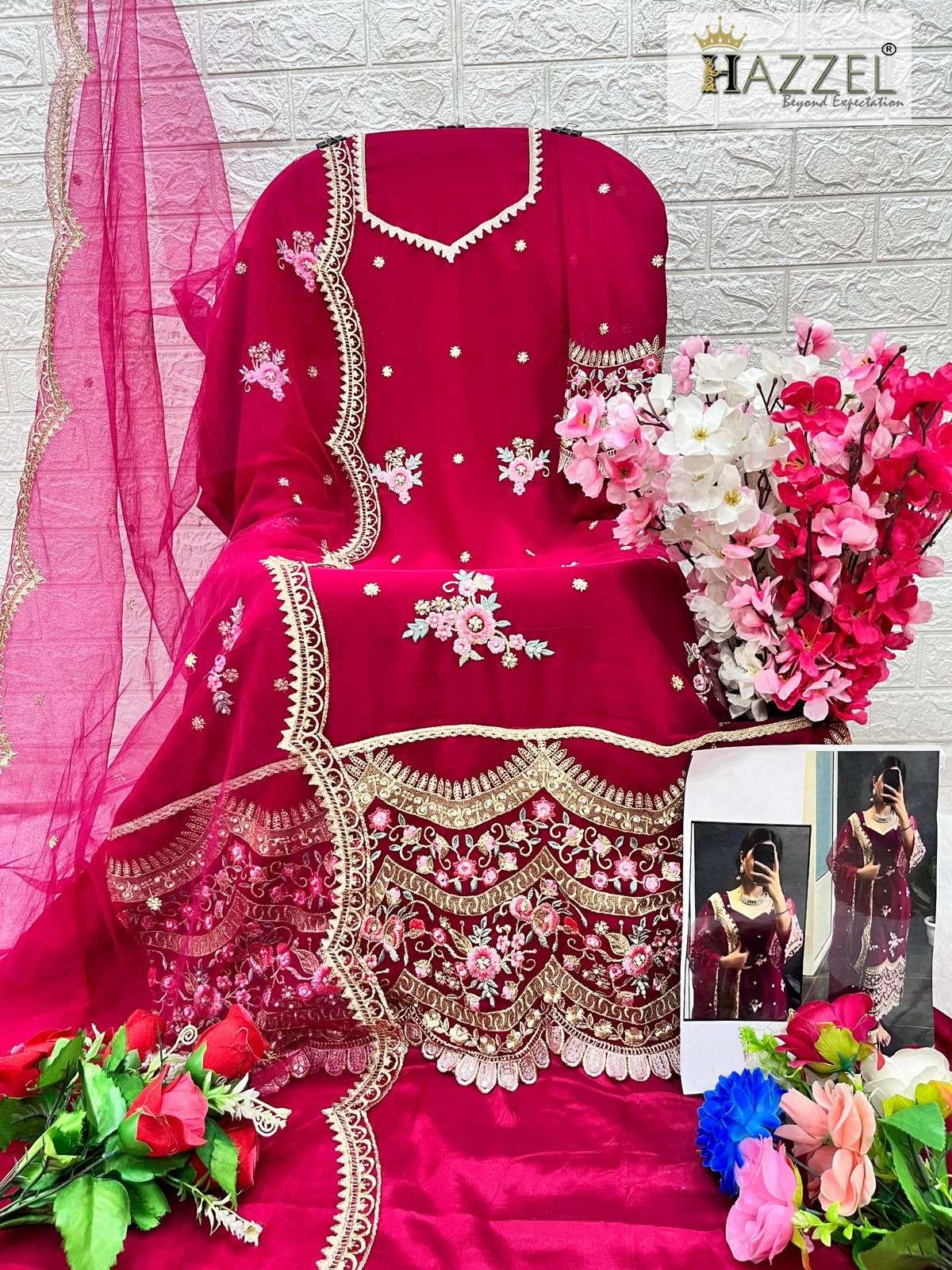HAZZEL D NO 089 GEORGETTE DESIGNER PARTY WEAR SUIT