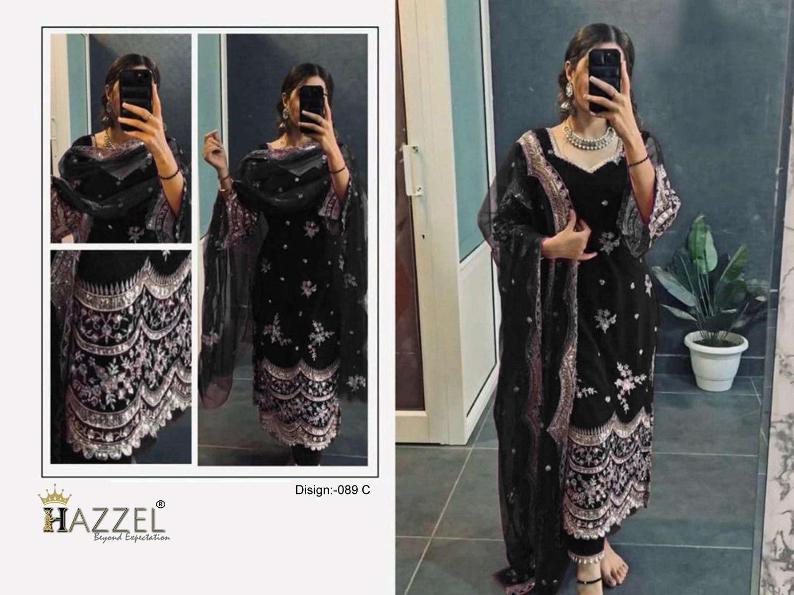 HAZZEL D NO 089 GEORGETTE DESIGNER PARTY WEAR SUIT