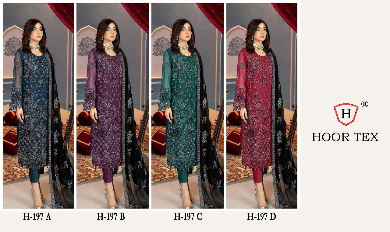 HOOR TEX H 197 GEORGETTE EMBROIDERY SUIT