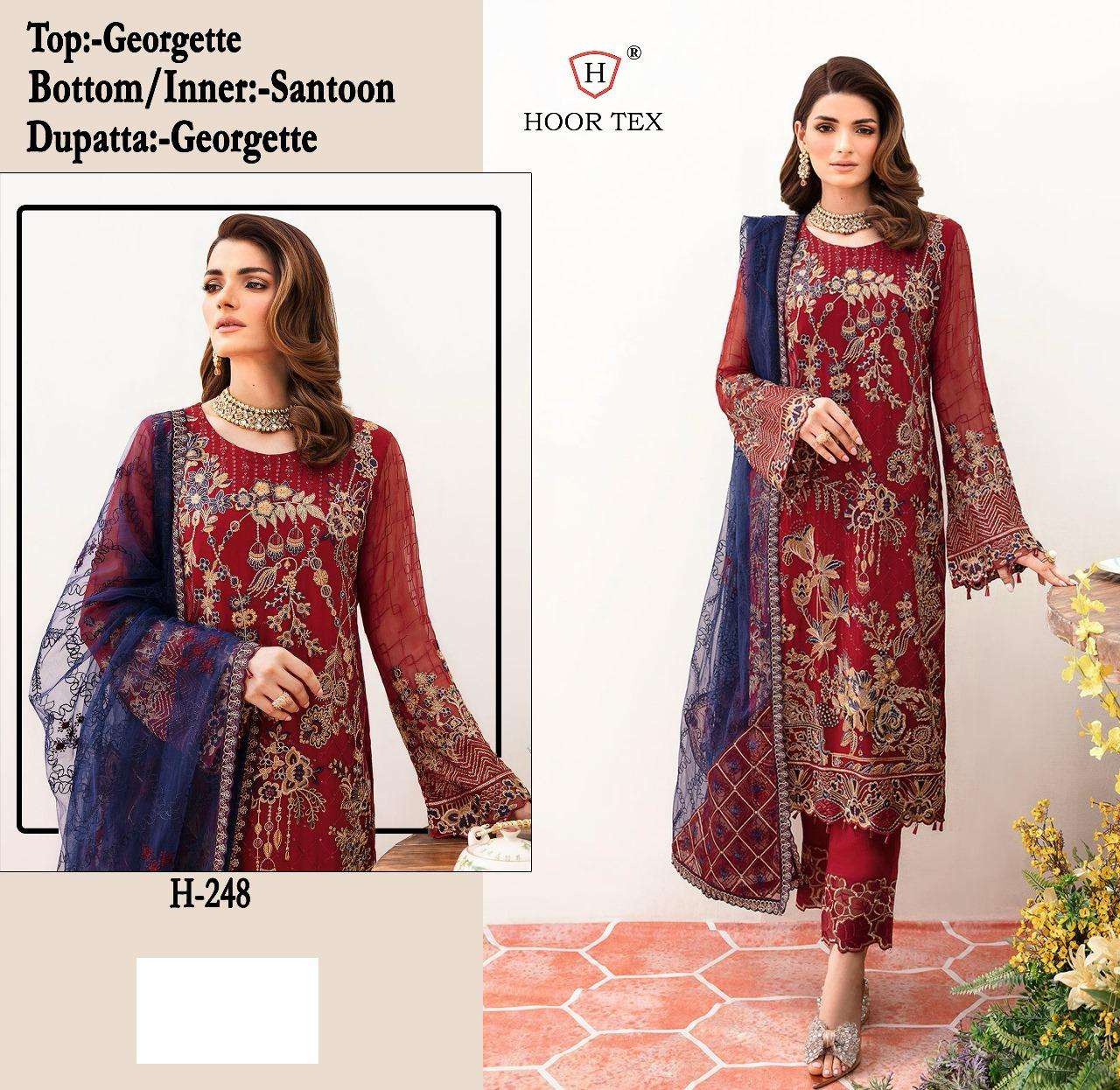 HOOR TEX H 248 GEORGETTE EMBROIDERED SUIT