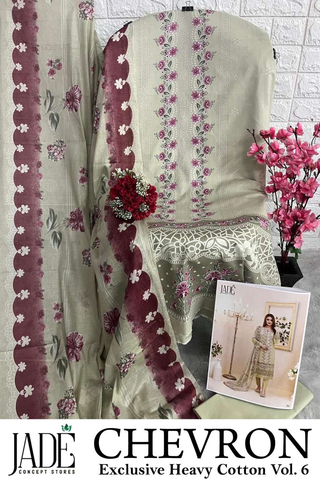 JADE CHEVRON EXCLUSIVE HEAVY COTTON VOL 6 LAWN COTTON SUIT