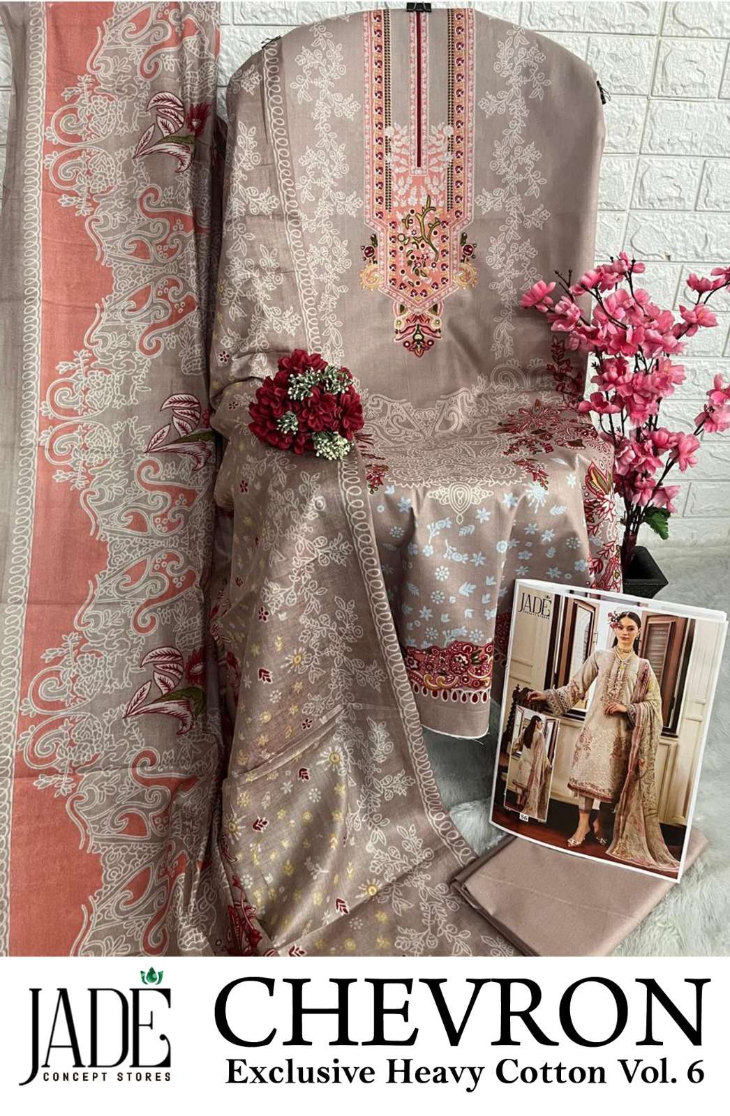 JADE CHEVRON EXCLUSIVE HEAVY COTTON VOL 6 LAWN COTTON SUIT
