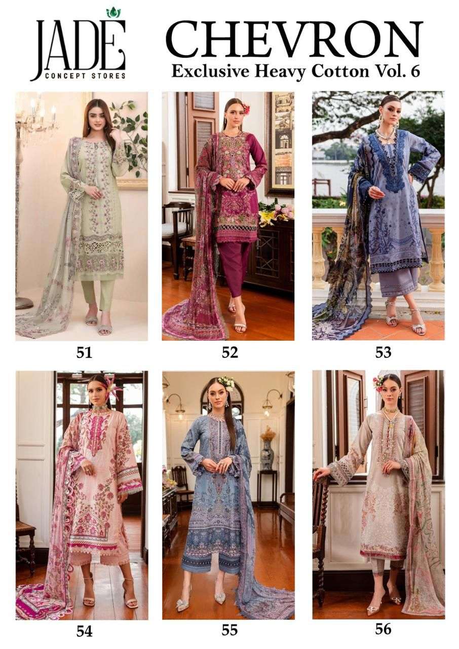 JADE CHEVRON EXCLUSIVE HEAVY COTTON VOL 6 LAWN COTTON SUIT