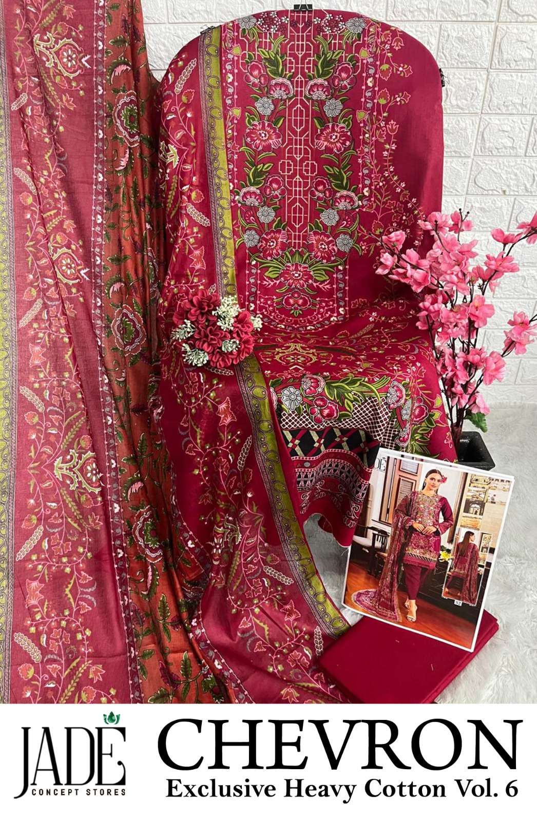 JADE CHEVRON EXCLUSIVE HEAVY COTTON VOL 6 LAWN COTTON SUIT