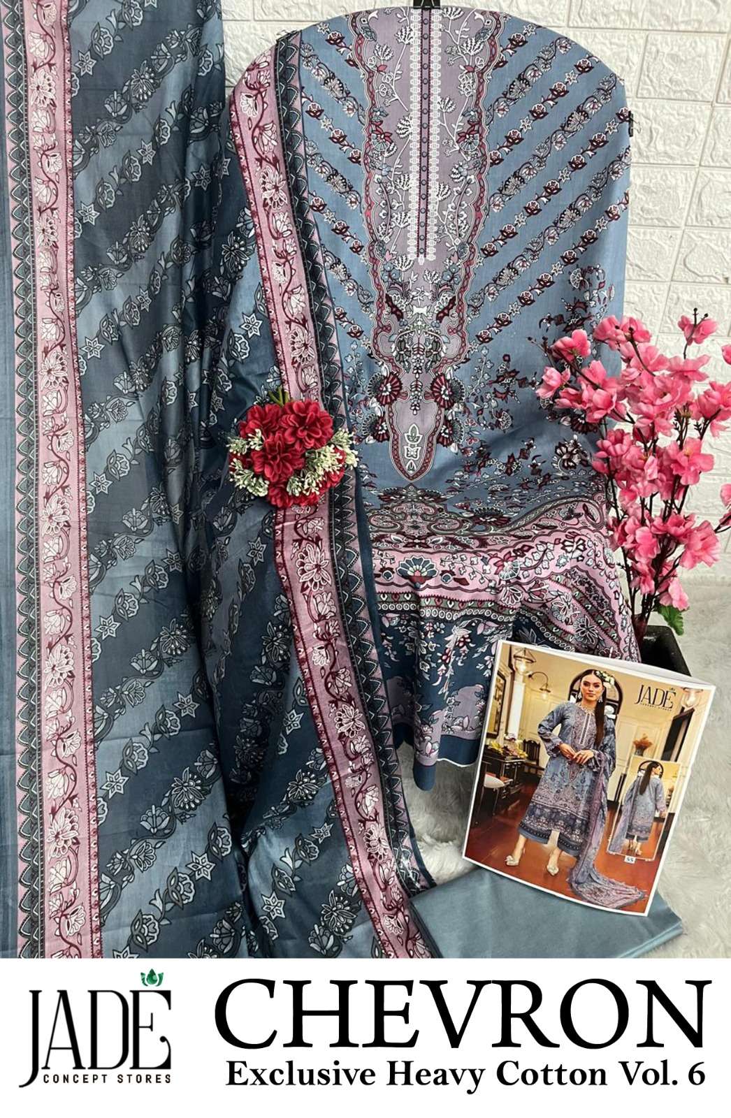 JADE CHEVRON EXCLUSIVE HEAVY COTTON VOL 6 LAWN COTTON SUIT