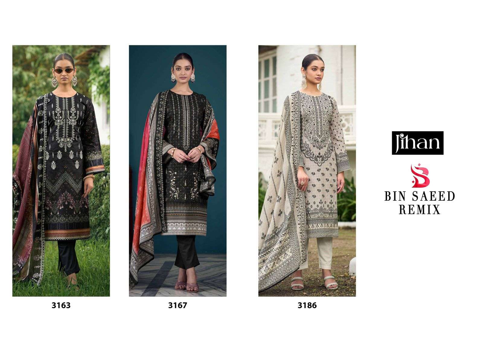 JIHAN BIN SAEED REMIX LAWN COTTON EMBROIDERY WORK SUIT