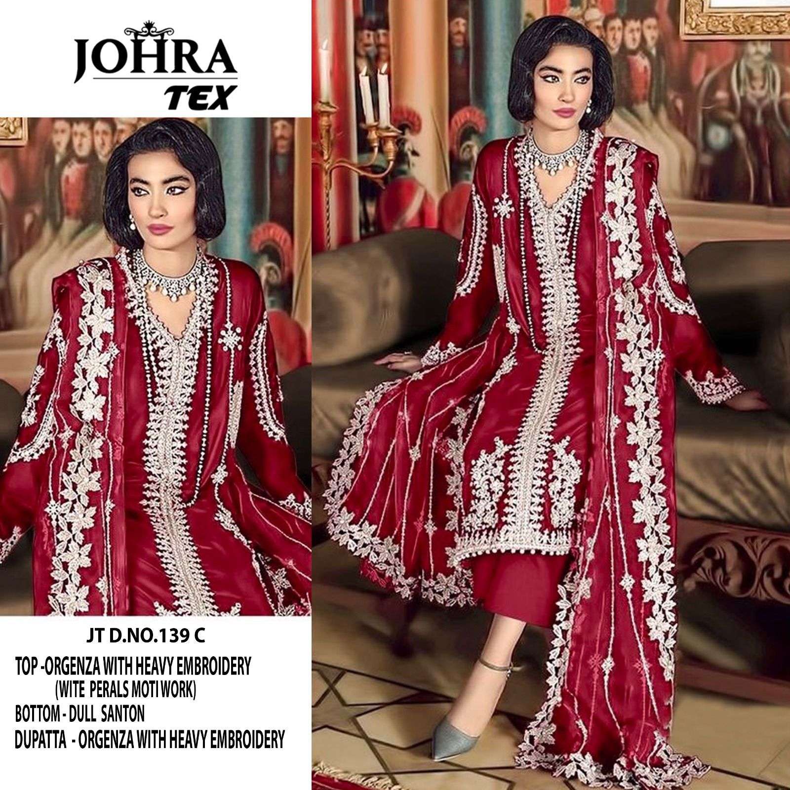 JOHRA TEX JT 139 ORGANZA FANCY EMBROIDERY WORK SUIT