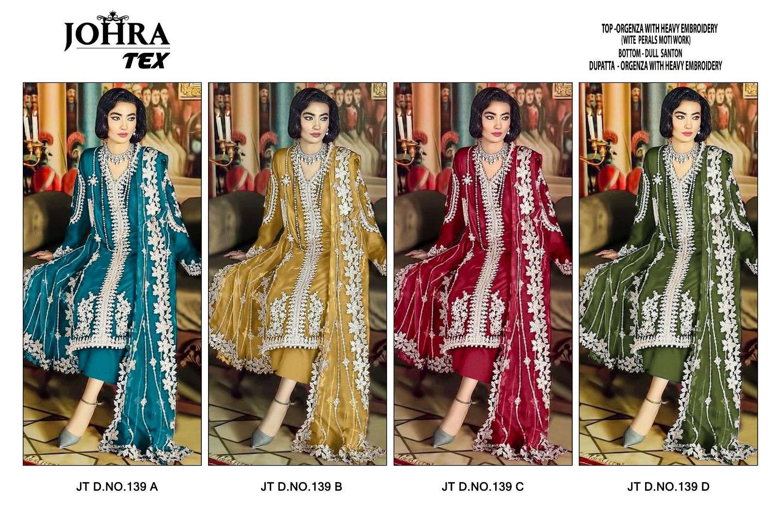 JOHRA TEX JT 139 ORGANZA FANCY EMBROIDERY WORK SUIT