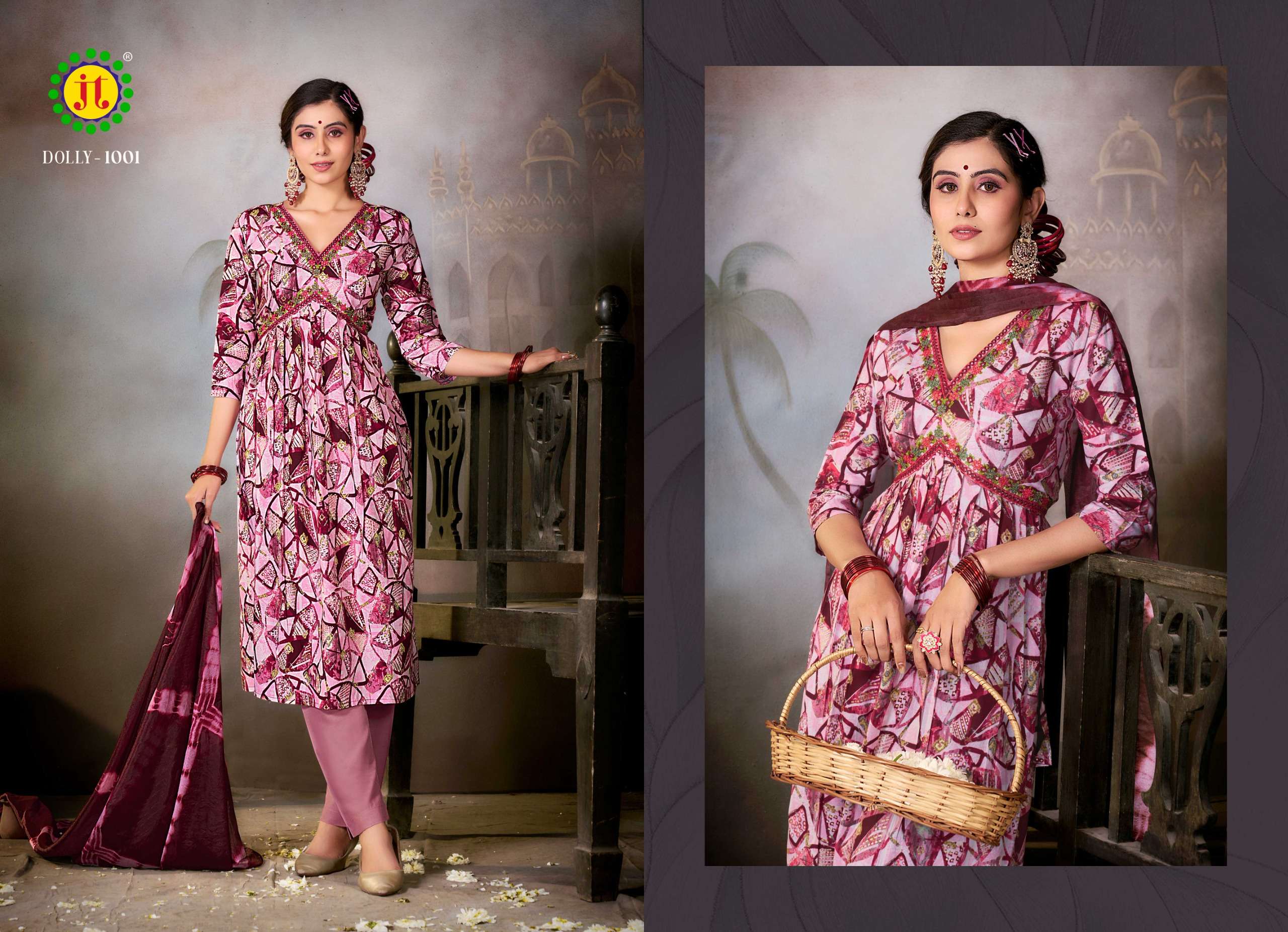 JT DOLLY RAYON ALIA CUT PATTERN KURTI COMBO SET 