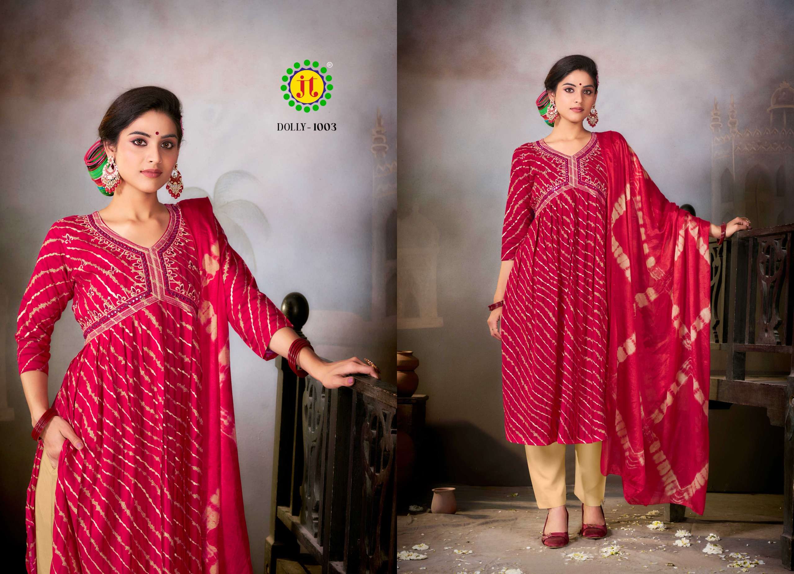 JT DOLLY RAYON ALIA CUT PATTERN KURTI COMBO SET 