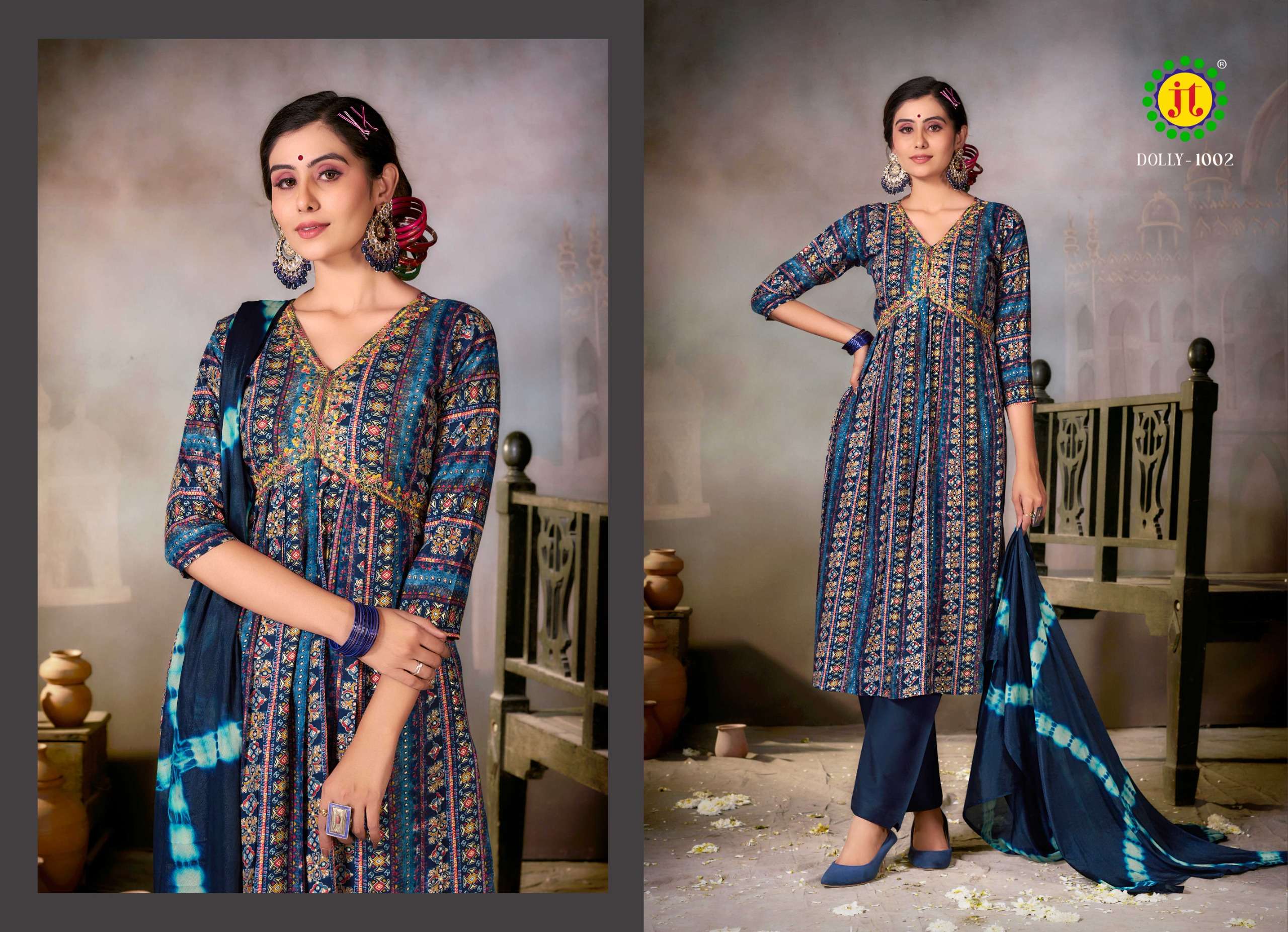 JT DOLLY RAYON ALIA CUT PATTERN KURTI COMBO SET 