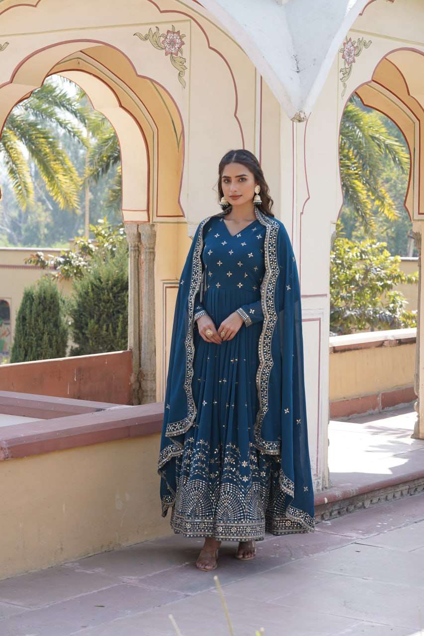 KA 1084 GOWN DUPATTA