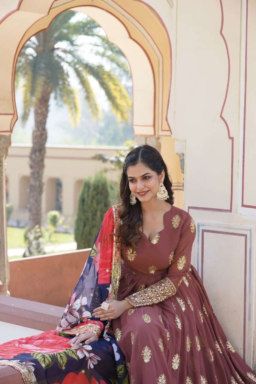 KA 1094 GOWN DUPATTA