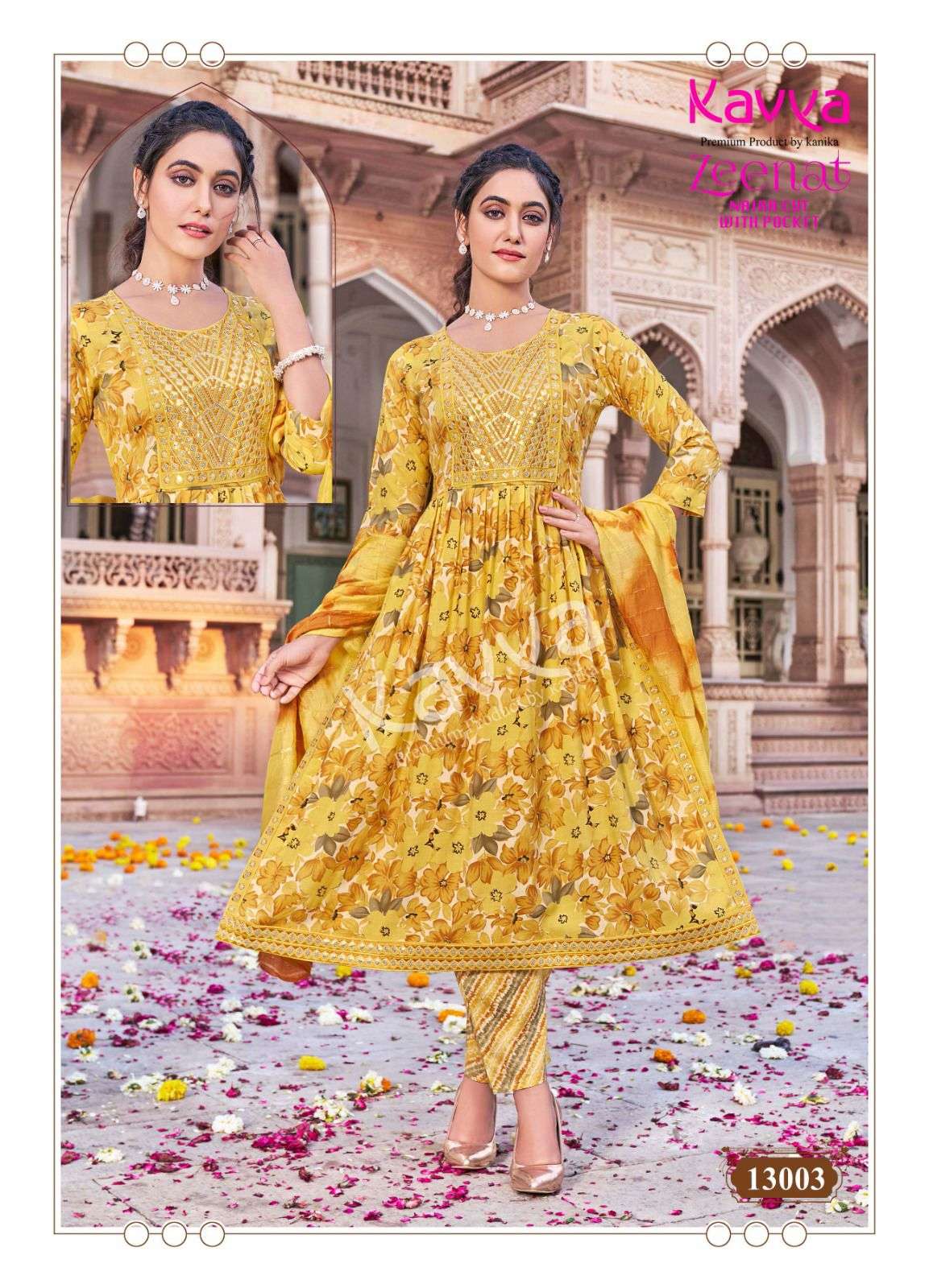 KAVYA ZEENAT VOL 13 NAIRA CUT STYLE KURTI COMBO SET 