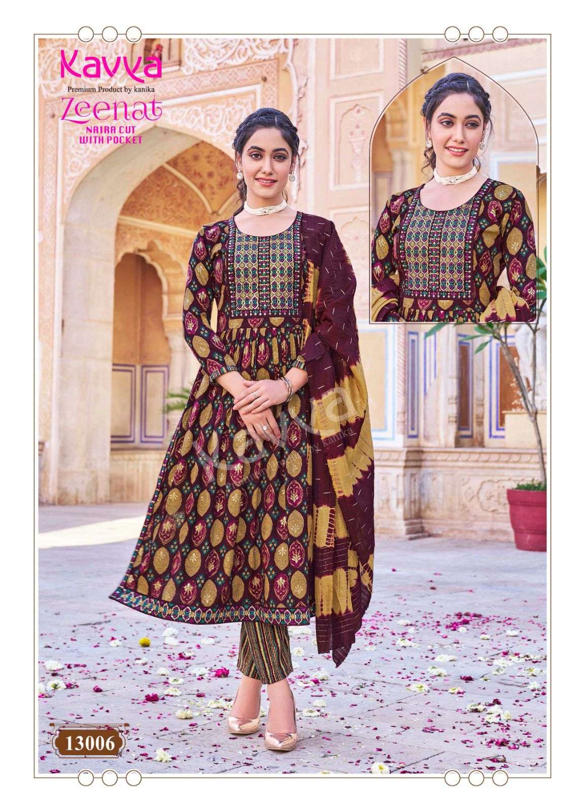 KAVYA ZEENAT VOL 13 NAIRA CUT STYLE KURTI COMBO SET 