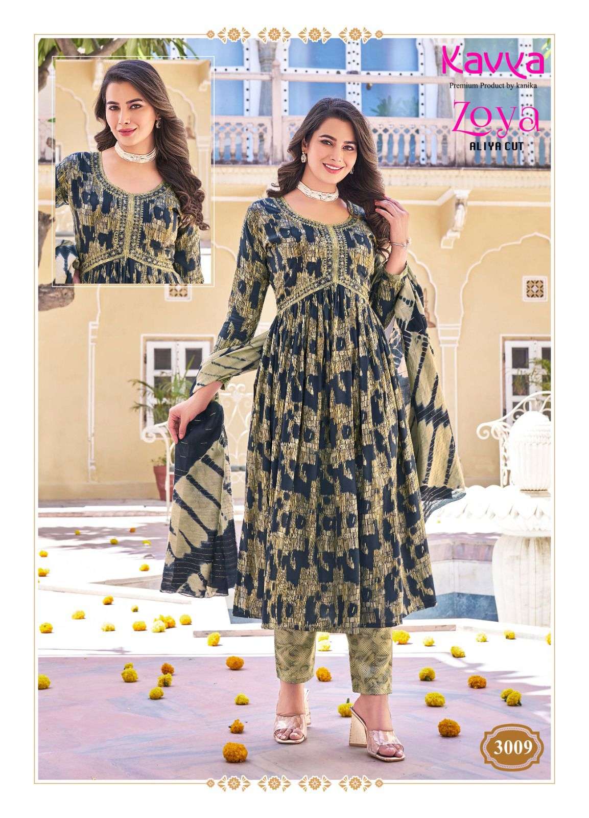 KAVYA ZOYA VOL 3 RAYON ALIA CUT STYLE FANCY KURTI COMBO SET 