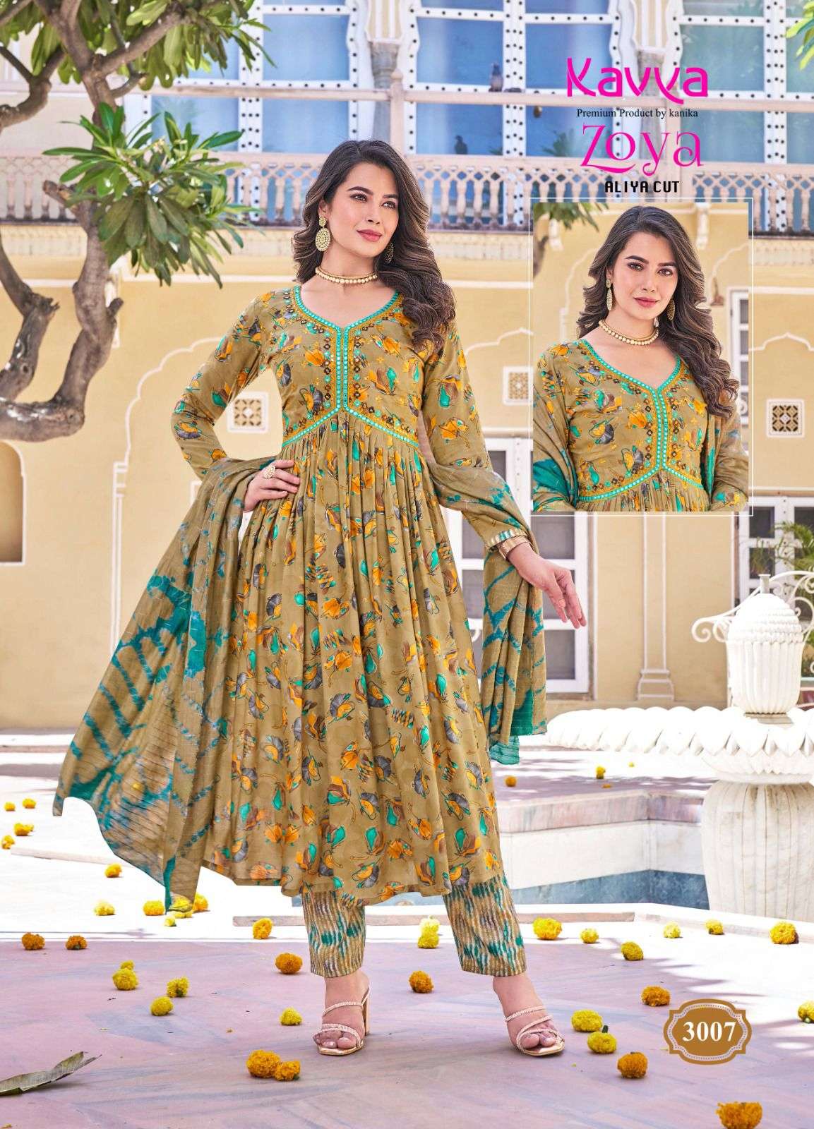 KAVYA ZOYA VOL 3 RAYON ALIA CUT STYLE FANCY KURTI COMBO SET 
